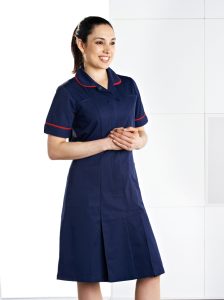 R22 nurses dress in Navy red trim