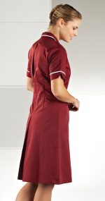 R21 Nurses stud fasten dress in Burgundy